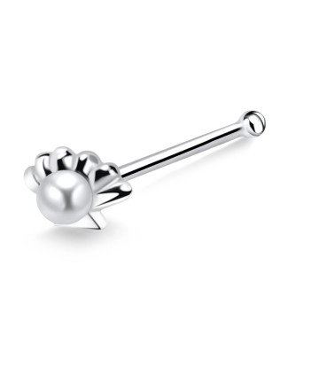 Half Flower Shaped Silver Bone Nose Stud NSKD-857
